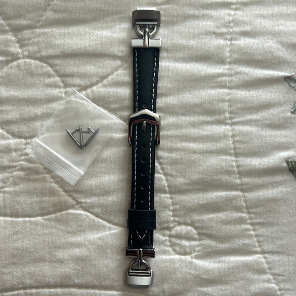 Black Leather Watch Strap for Inspire 3 Fitbit